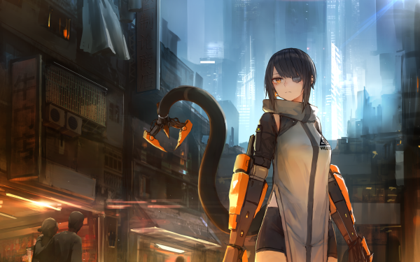 Anime Girl Sci Fi Tail Cyberpunk HD Wallpaper | Background Image