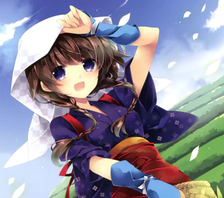 petal purple eyes veil kimono smile brown hair braid Anime Original HD Desktop Wallpaper | Background Image