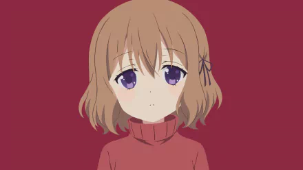 Anime HD desktop wallpaper featuring Mafuyu Hoshikawa from Blend S with short brown hair and purple eyes against a solid maroon background.