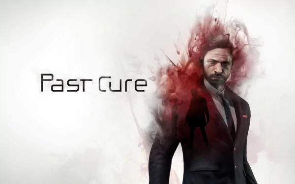HD wallpaper featuring a stylized man with a red smoke effect and the title Past Cure for desktop backgrounds.