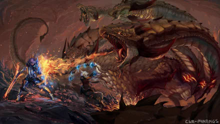 sorceress shield sword woman warrior creature fire battle fantasy hydra HD Desktop Wallpaper | Background Image