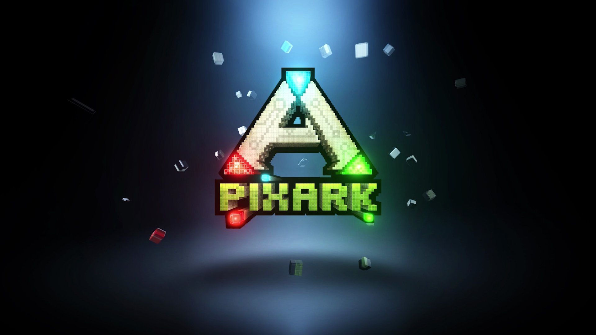 HD desktop wallpaper featuring the colorful PixARK logo with a sparkling, dark background.