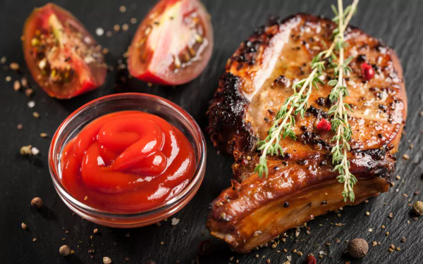 still life ketchup tomato food meat HD Desktop Wallpaper | Background Image