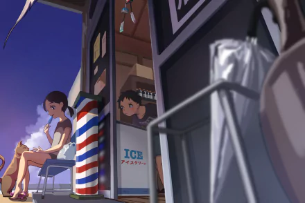 peeking sky summer ice shop cat Anime Original anime cat Sky Anime Anime Summer HD Desktop Wallpaper | Background Image
