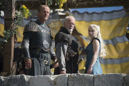 Emilia Clarke Ian McElhinney Iain Glen Daenerys Targaryen Barristan Selmy Jorah Mormont TV Show Game Of Thrones HD Desktop Wallpaper | Background Image
