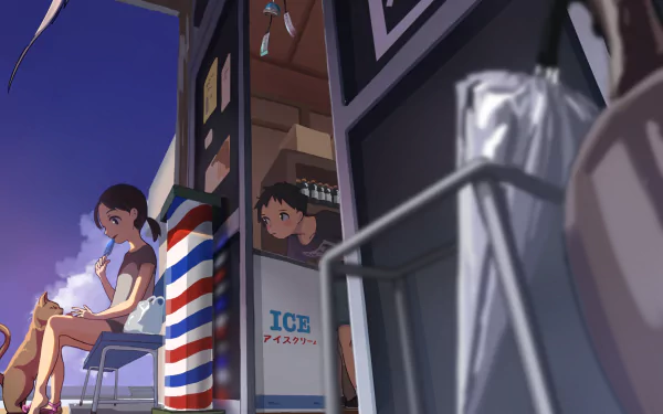 peeking sky summer ice shop cat Anime Original anime cat Sky Anime Anime Summer HD Desktop Wallpaper | Background Image