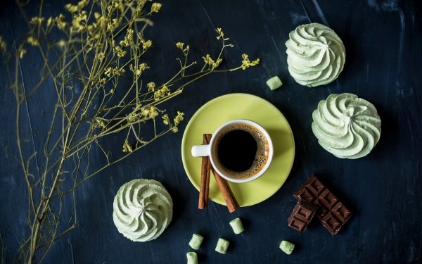 Food Coffee Cup Chocolate Meringue Still Life HD Wallpaper | Background Image