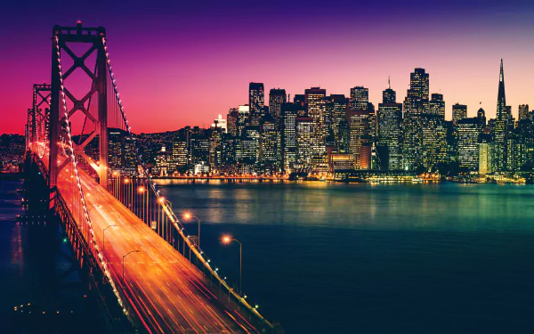 sunset sunlight cityscape California San Francisco man made Bay Bridge HD Desktop Wallpaper | Background Image