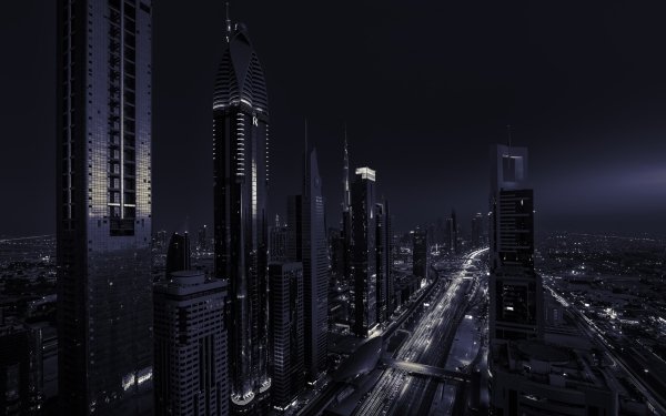 Man Made Dubai Cities United Arab Emirates Night City Building Skyscraper HD Wallpaper | Background Image