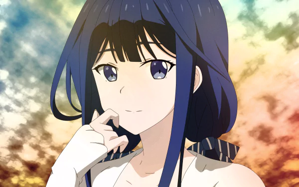 Aki Adagaki from Masamune-kun's Revenge with blue hair and eyes, featured in a 4K Ultra HD anime desktop wallpaper background.