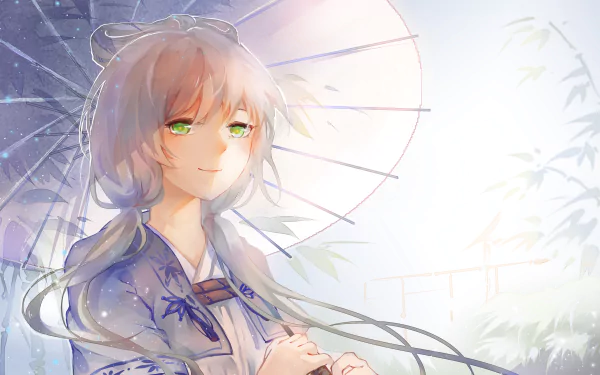 blonde green eyes face Luo Tianyi Anime Vocaloid HD Desktop Wallpaper | Background Image
