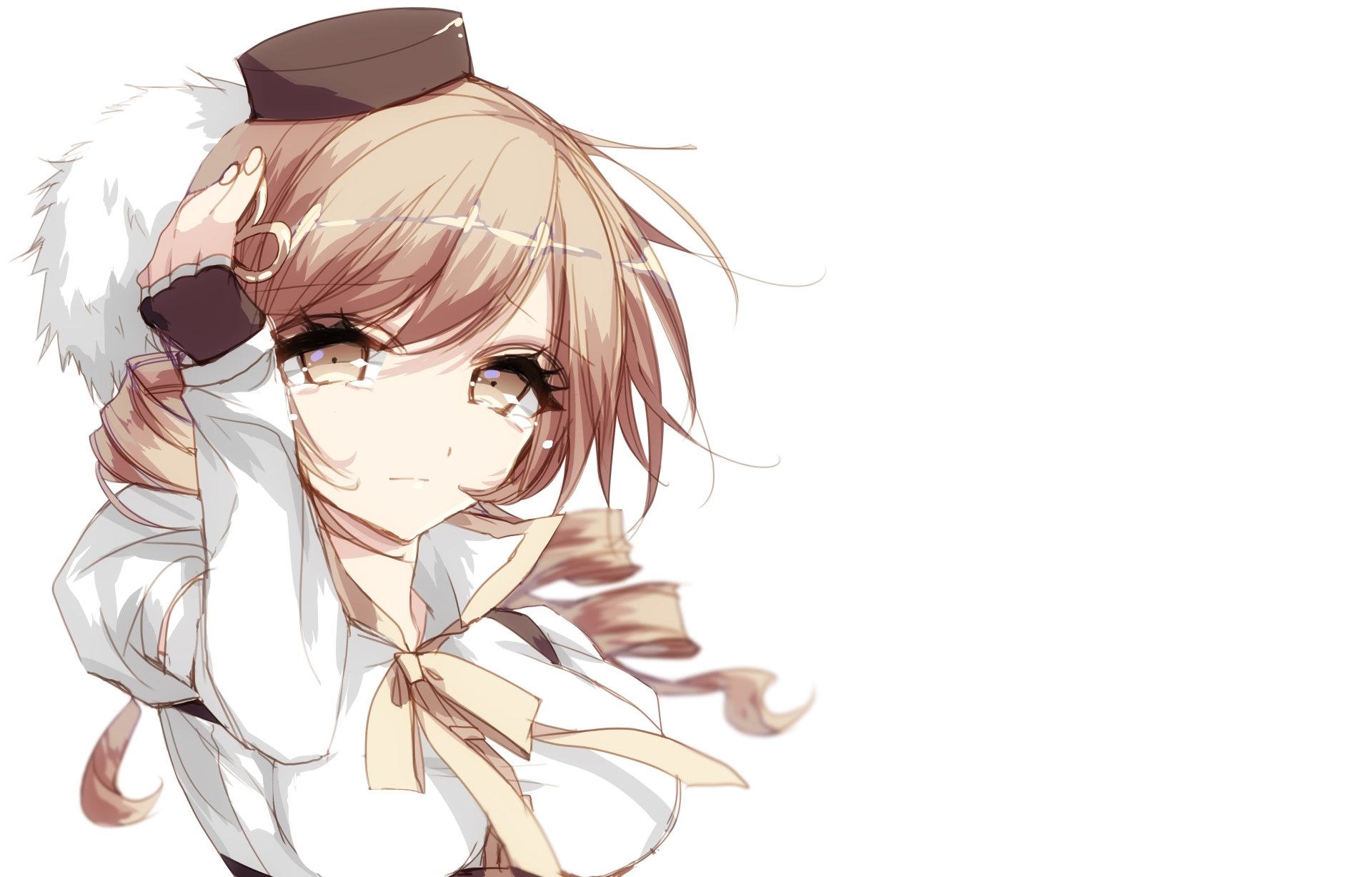 Mami Tomoe from Puella Magi Madoka Magica in a detailed anime-style 4K Ultra HD desktop wallpaper with soft colors and expressive eyes.