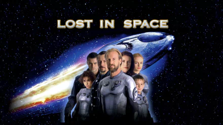 HD wallpaper featuring the Lost in Space title with characters in space suits and a spaceship against a starry background.