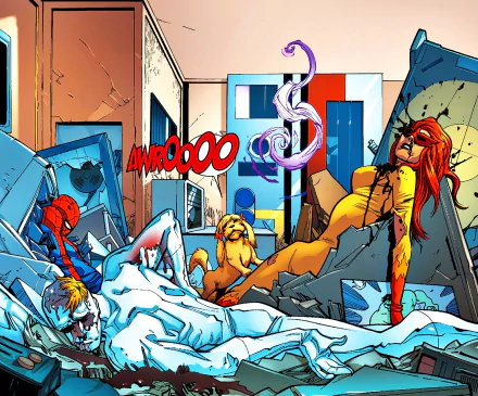 Firestar (Marvel Comics) Iceman (Marvel Comics) dog Peter Parker spider man Comic Spider-Man: Across the Spider-Verse HD Desktop Wallpaper | Background Image
