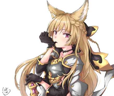 HD PC desktop wallpaper featuring Yuisis from Granblue Fantasy in detailed anime style with long blonde hair, fox ears, and armored outfit.