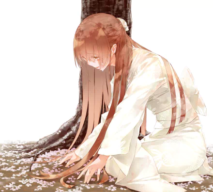 brown eyes kimono bow (Clothing) braid tears brown hair long hair Anime Original HD Desktop Wallpaper | Background Image