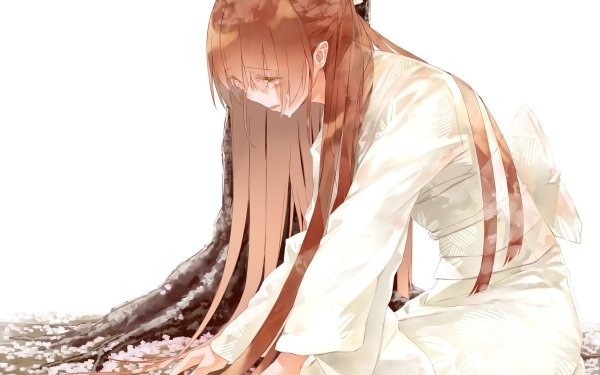 Anime Original Long Hair Brown Hair Tears Braid bow Kimono Brown Eyes HD Wallpaper | Background Image