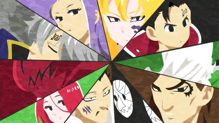 HD desktop wallpaper featuring characters Meliodas, Gloxinia, Derieri, Estarossa, Melascula, Fraudrin, Galand, Grayroad, Monspeet, and Zeldris from the anime The Seven Deadly Sins.