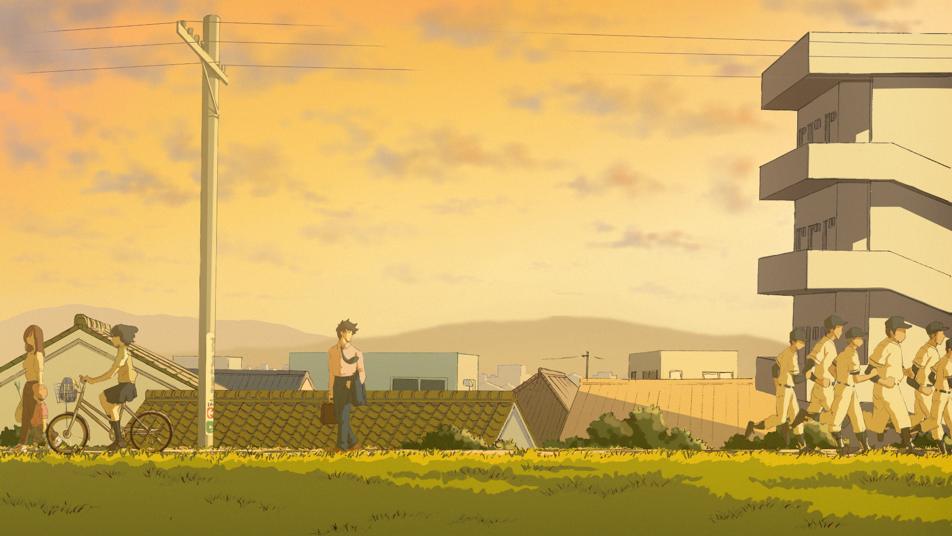 Download Town Cloud Sky Sunset Anime Original Anime Sunset Sky Anime HD Wallpaper by とろっち