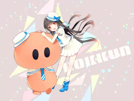 tie orange eyes hat black hair smile long hair Anime Original HD Desktop Wallpaper | Background Image