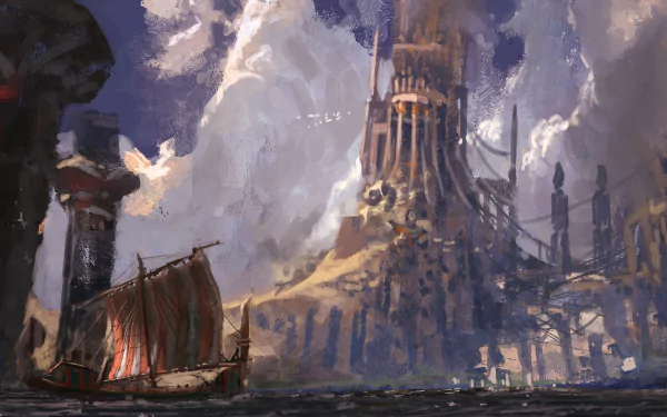 building drakkar fantasy ship HD Desktop Wallpaper | Background Image