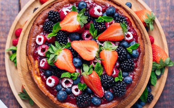 Food Cake Still Life Pastry Dessert Fruit Berry Blackberry Blueberry Strawberry HD Wallpaper | Background Image