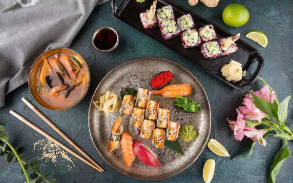 chopsticks seafood still life food sushi HD Desktop Wallpaper | Background Image