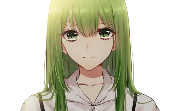 Close-up of Enkidu from Fate/Grand Order with long green hair and calm expression in an anime-style HD desktop wallpaper.