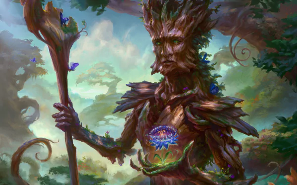 staff creature forest flower fantasy sylvan HD Desktop Wallpaper | Background Image
