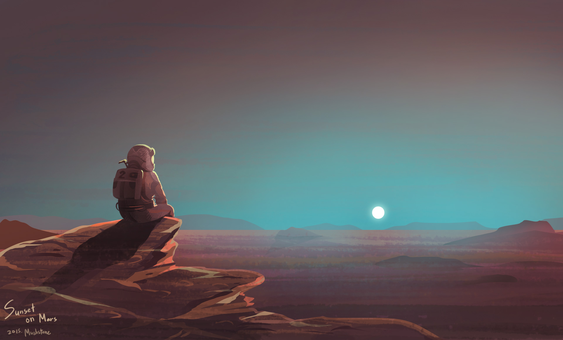 Watching Sunset On Mars by mushstone