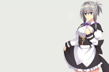 bow (Clothing) blue eyes short hair grey hair Anime girl anime girl HD Desktop Wallpaper | Background Image