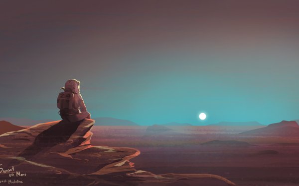 Sci Fi Astronaut Mars Sunset HD Wallpaper | Background Image