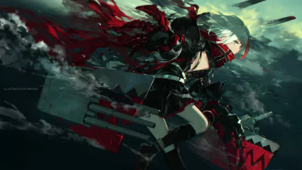HD desktop wallpaper of Admiral Graf Spee from Azur Lane, featuring an anime-style character in dynamic dark and red tones, set against an intense background.
