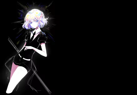 Anime character Diamond from Land of the Lustrous with short white hair, set against a dark background in a detailed 4K Ultra HD desktop wallpaper.