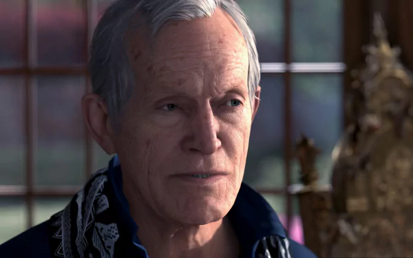 4K Ultra HD PC desktop wallpaper: close-up of Carl Manfred, elderly android from the video game Detroit: Become Human.