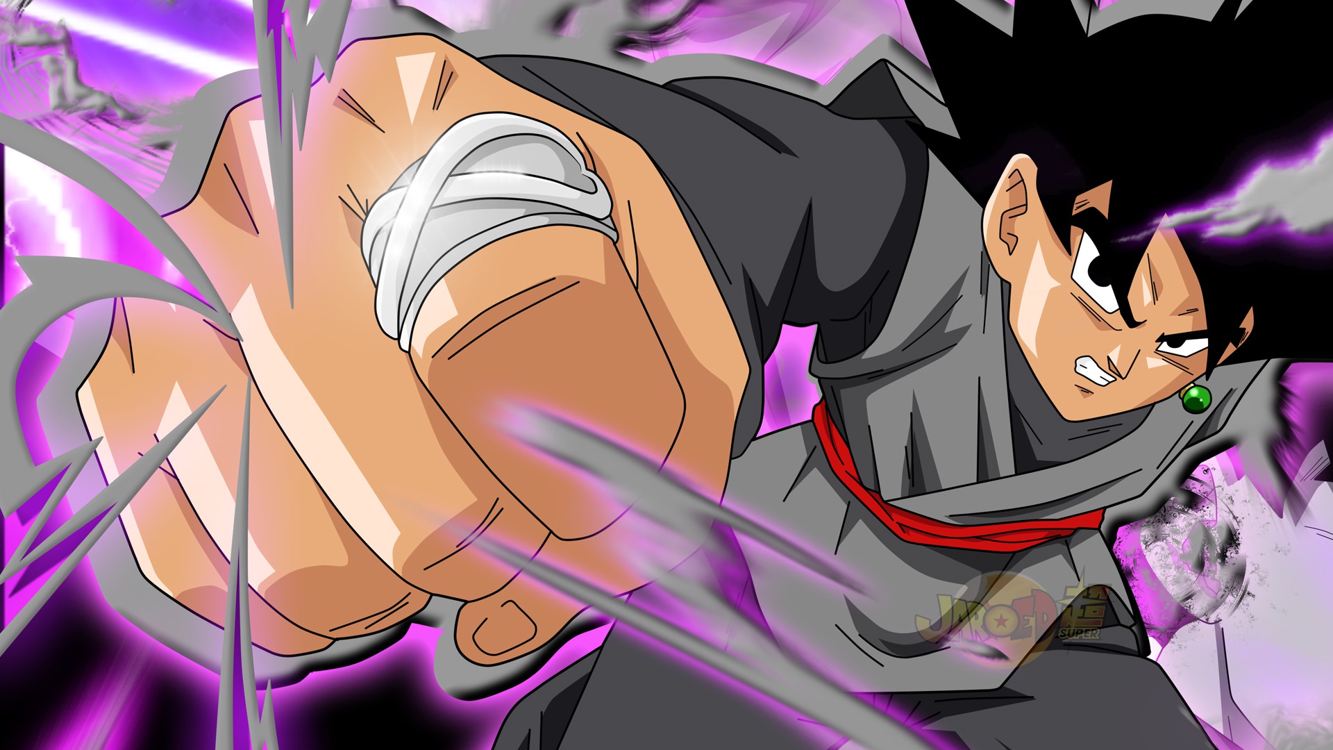 Wallpaper black goku and trunks, dragon ball super, anime desktop