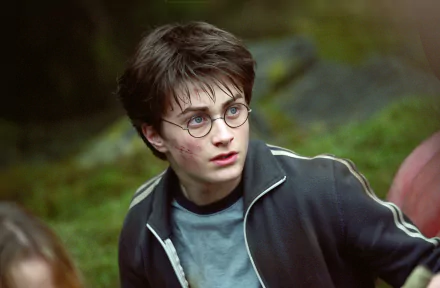 HD PC desktop wallpaper featuring Harry Potter from the movie Harry Potter and the Prisoner of Azkaban, showing him in a forest setting with his signature glasses and scar.