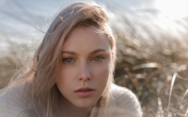 Women Face Model Blonde Blue Eyes Depth Of Field HD Wallpaper | Background Image