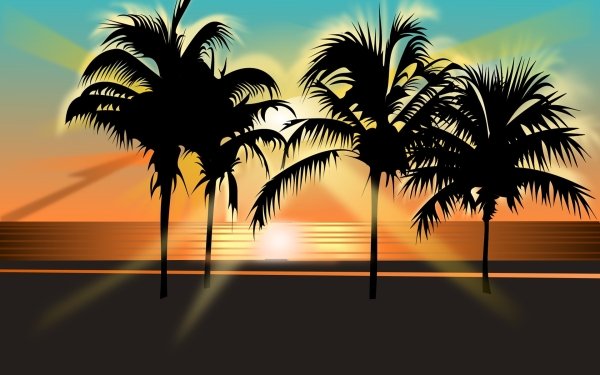 Artistic Retro Retro Wave Palm Tree HD Wallpaper | Background Image