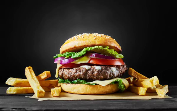 french fries food burger HD Desktop Wallpaper | Background Image