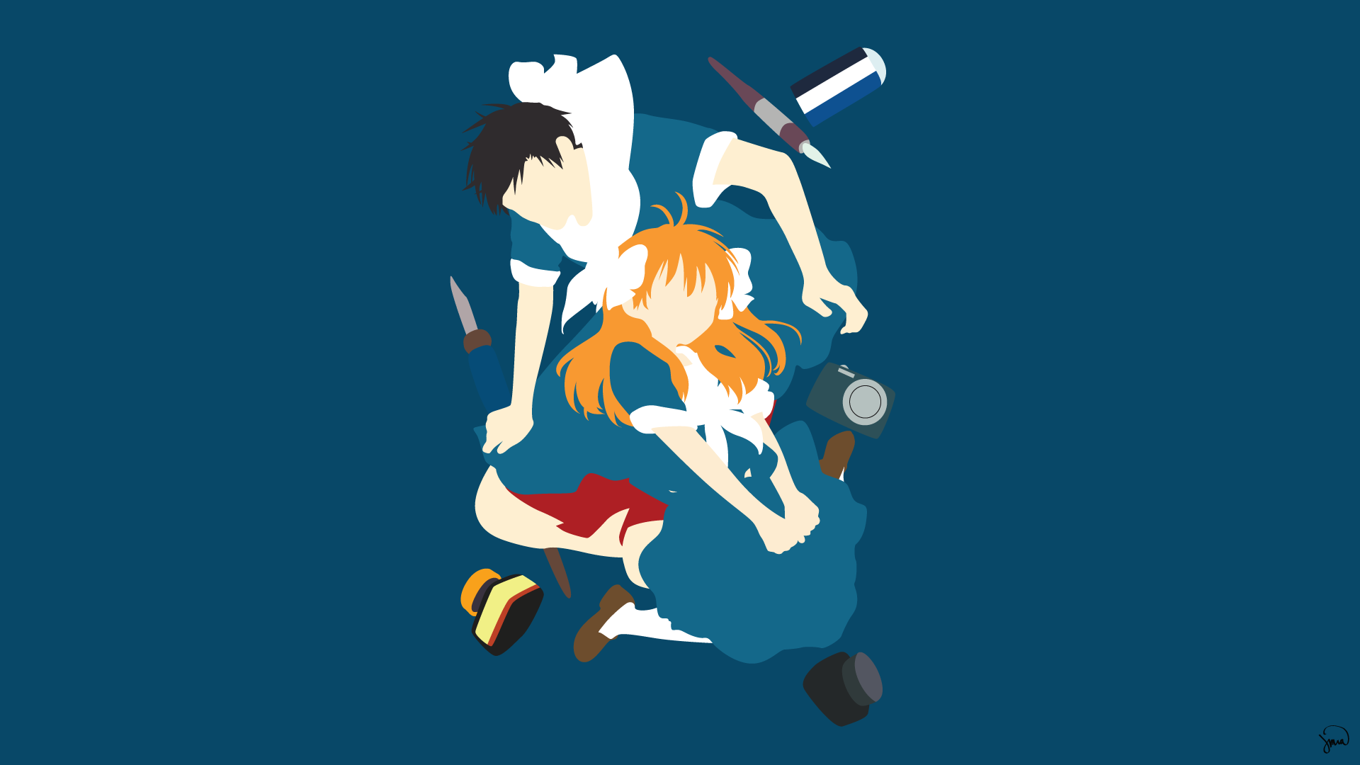 Download Umetarou Nozaki Chiyo Sakura Anime Monthly Girls’ Nozaki-kun HD Wallpaper