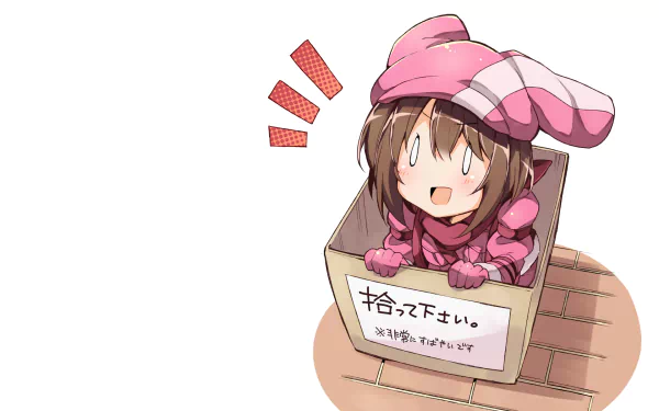 Anime HD wallpaper featuring LLENN (Karen Kohiruimaki) from Sword Art Online Alternative: Gun Gale Online, depicted in a cute chibi style inside a cardboard box.