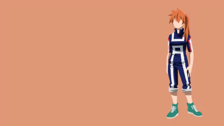Minimalist HD desktop wallpaper featuring Itsuka Kendo from My Hero Academia in a simple anime style on a solid peach background.