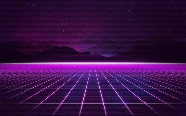 Artistic Retro Wave Synthwave Grid Purple Mountain HD Wallpaper | Background Image