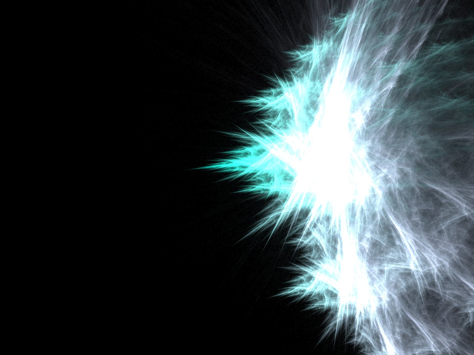 An abstract HD desktop wallpaper featuring dynamic blue and white light bursts against a dark background, creating a cool and energetic visual effect.