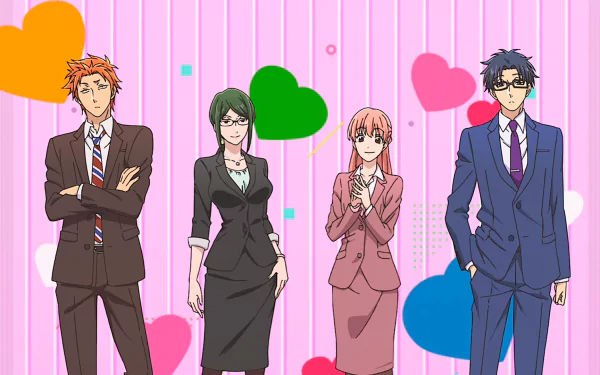 Hirotaka Nifuji Narumi Momose Hanako Koyanagi Tarou Kabakura Anime Wotaku ni Koi wa Muzukashii HD Desktop Wallpaper | Background Image