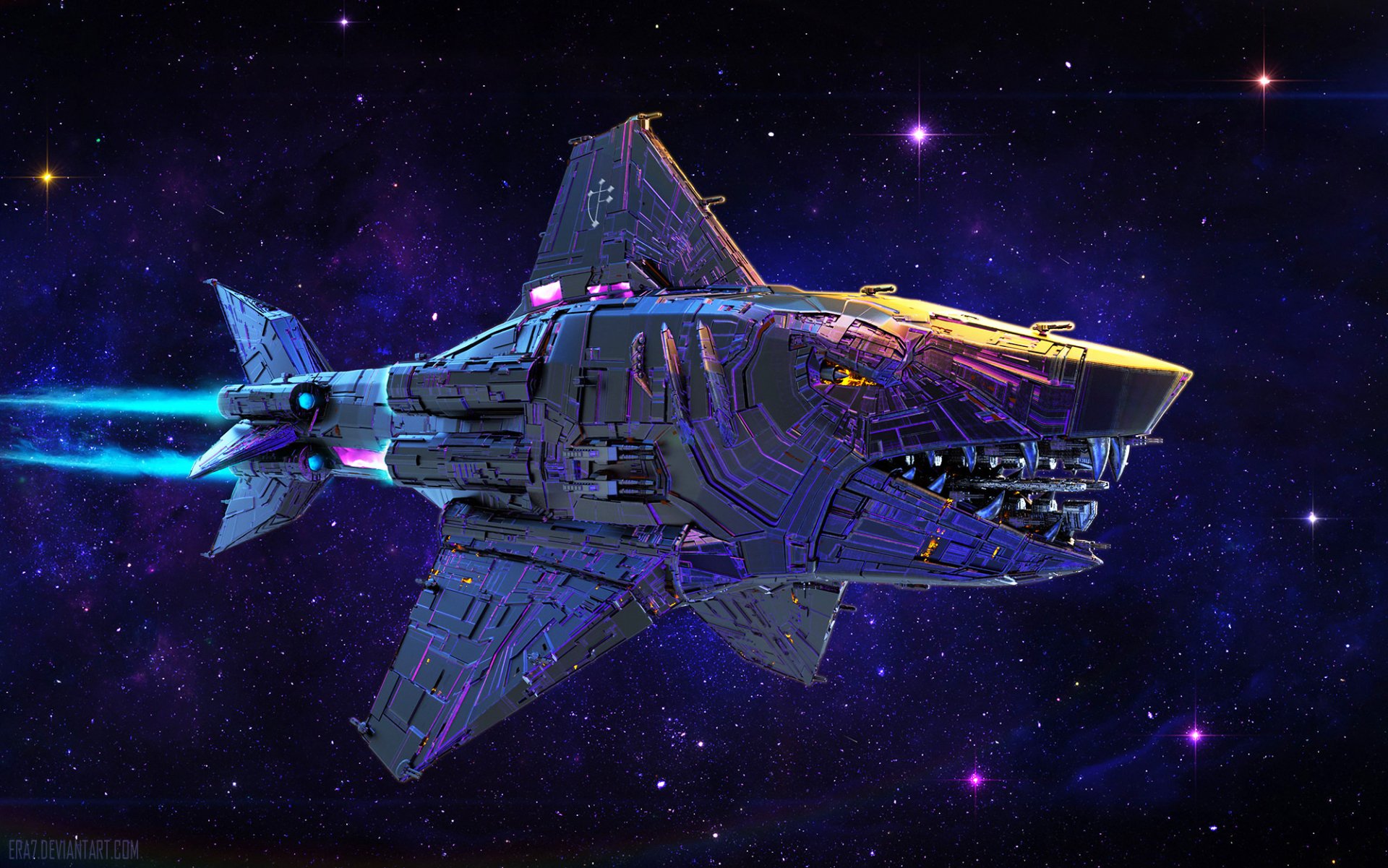 Galactic Shark: Sci-Fi Starship Soars Through Deep Space HD by Yuliya ...