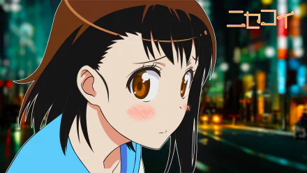 4K Ultra HD anime wallpaper featuring Kosaki Onodera from Nisekoi with a city nightscape background and warm, detailed character art.