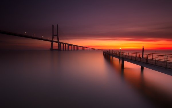 Man Made Vasco da Gama Bridge Bridges Lisbon Portugal HD Wallpaper | Background Image