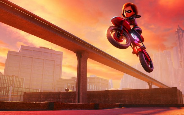 Movie Incredibles 2 Elastigirl Helen Parr Pixar Disney The Incredibles Motorcycle City HD Wallpaper | Background Image